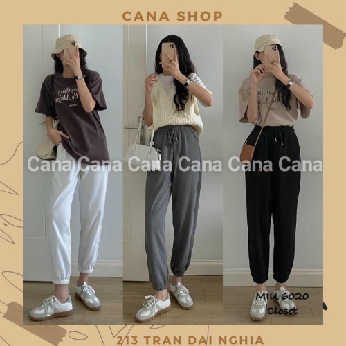 Quần Jogger Chất Nhung Tăm Thêu Logo | CANA SHOP