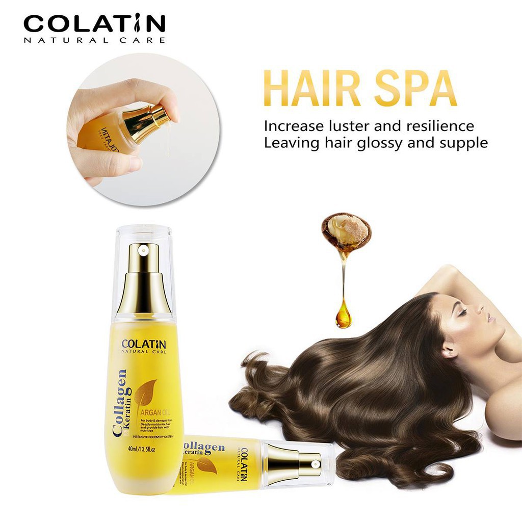 TINH DẦU COLATIN ARGAN OIL 40ML GIÀU COLLAGEN KERATIN NUÔI DƯỠNG, BẢO VỆ, PHỤC HỒI TÓC VÀ DA TỪ SÂU BÊN TRONG HTH9542