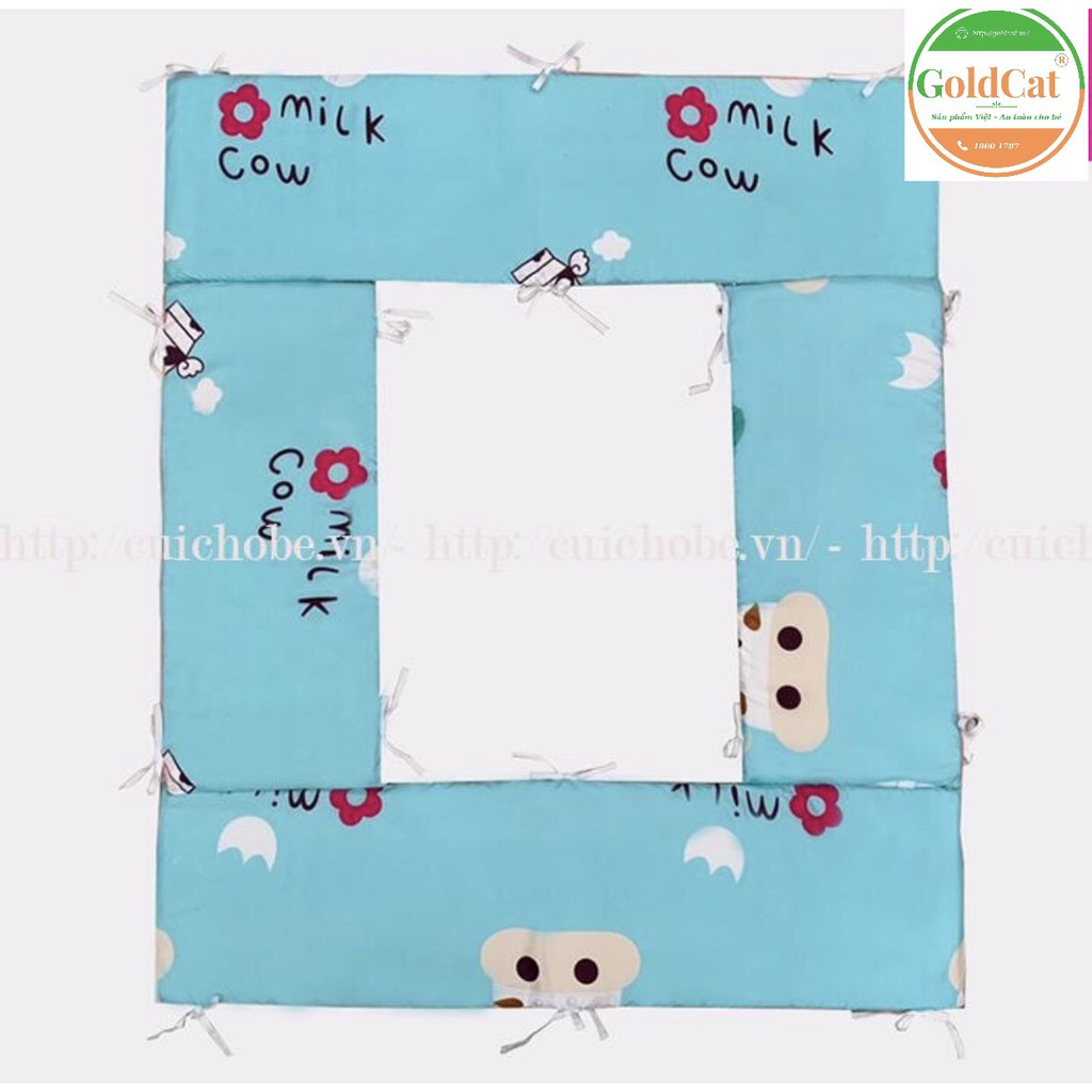 Bộ Quây Cũi Bốn Tấm Tránh Va Đập Vải Polycotton Cho Bé
