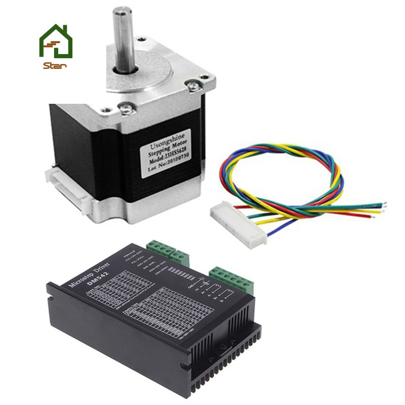 Nema 23 23HS5628 Stepper Motor 57 Motor 2.8A with DM542 4.2A Motor Driver NEMA17 23 for CNC and 3D Printer 6.35mm