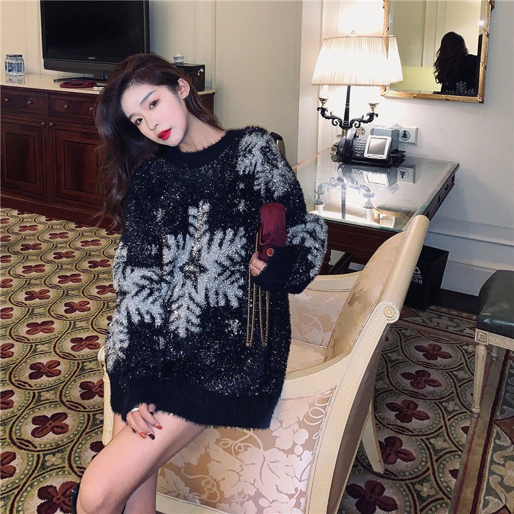 Áo Sweater Nhung Dày Dặn Họa Tiết Bầu Trời Sao Thời Trang Mùa Đông 2019 (Có 10 Ngày)