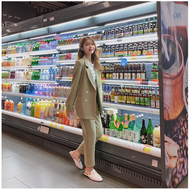 Set áo blazer quần dài phong cách Hàn Quốc cho nữ