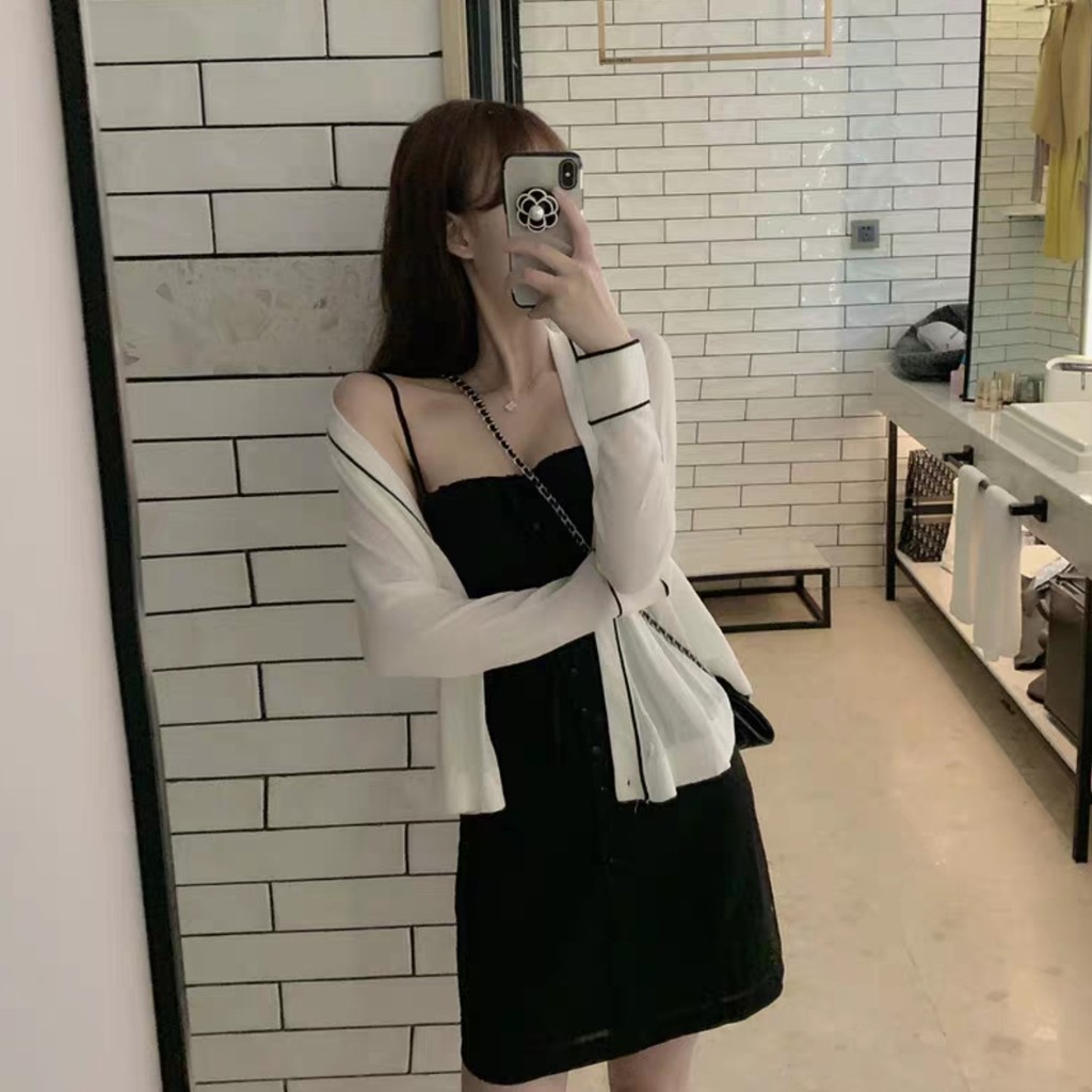 Đầm thun ngắn hai dây body màu trơn D19