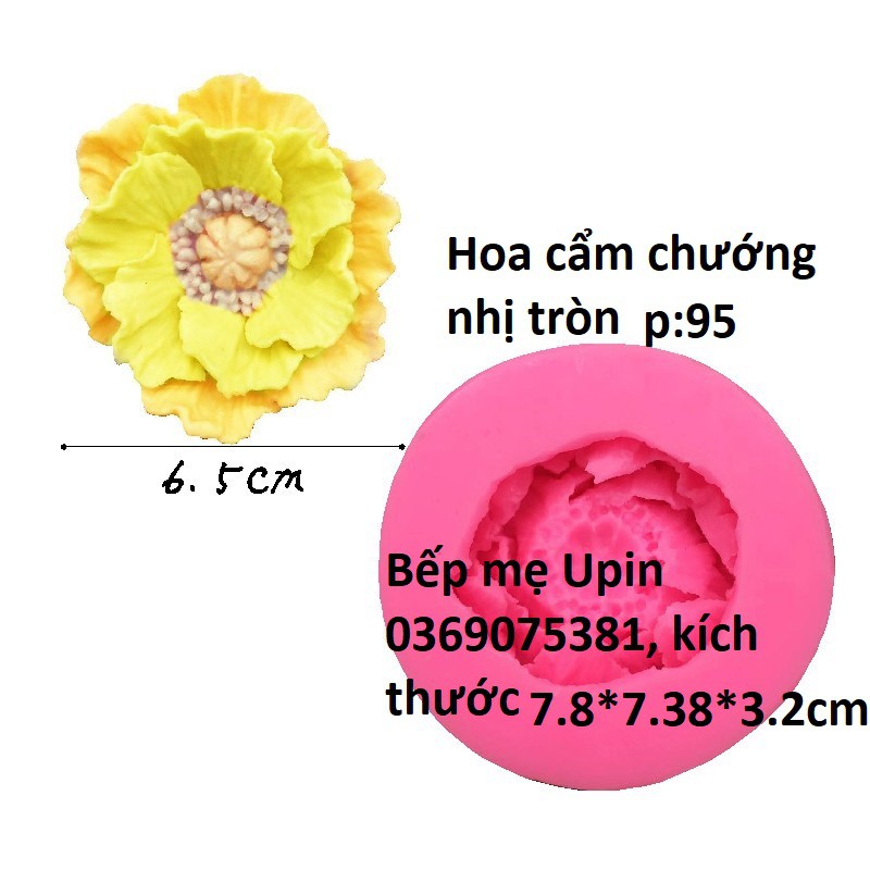 [KHUÔN 4D SALE] Khuôn hoa cẩm chướng hoa mẫu đơn hoa anh túc làm thạch rau câu/hoa nến/hoa sáp