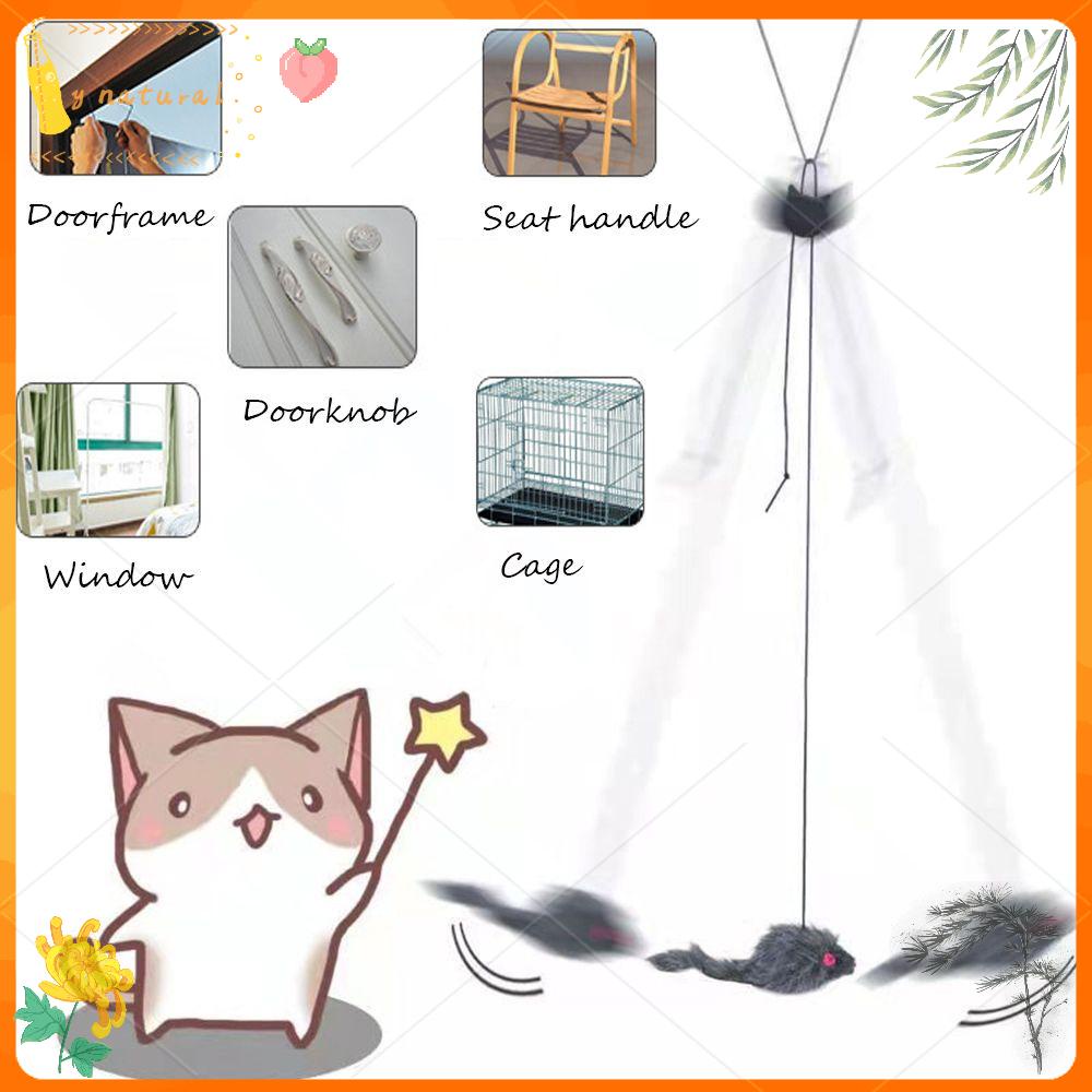 YNATURAL Pet Supply Automatic Hanging Mouse Indoor Movement Mouse Pet Cat Toy Self Palying Funny Interactive Puzzle Toy Adjustable Elastic Rope Cat Teaser Toys