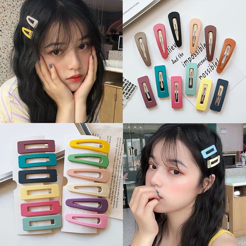 QADCOL Kẹp tóc màu sắc phong cách Hàn Quốc dễ thương cho nữ