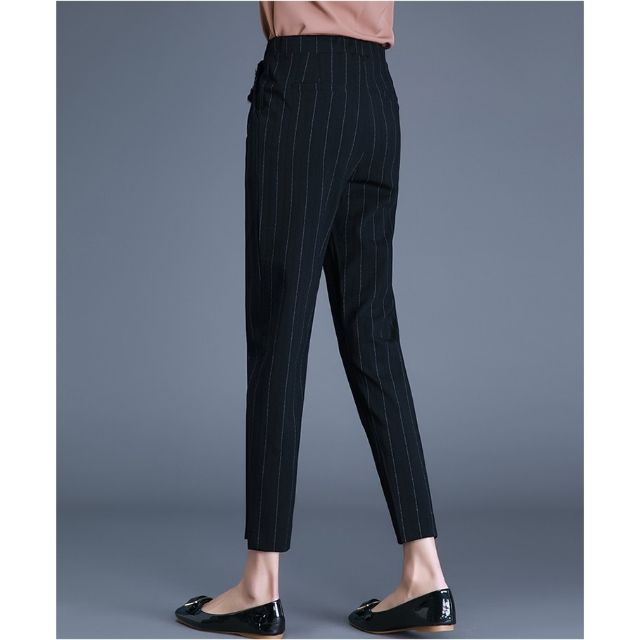 Quần tây công sở  nữ [HÀNG VNXK] kẻ dọc cạp to 6cm chất tuyết mưa co dãn nhẹ mặc siêu tôn dáng | BigBuy360 - bigbuy360.vn