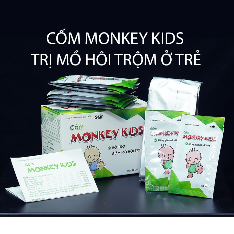 Hỗ trợ chống Mồ Hôi Trộm cho bé-Cốm MONKEY KIDS (Đầy đủ giấy chứng nhận từ CỤC AN TOÀN THỰC PHẨM-BỘ Y TẾ)