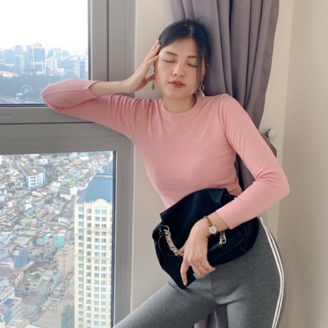 Áo croptop tay dài borip len tăm, co giãn hút mồ hôi tốt hàng Age2x