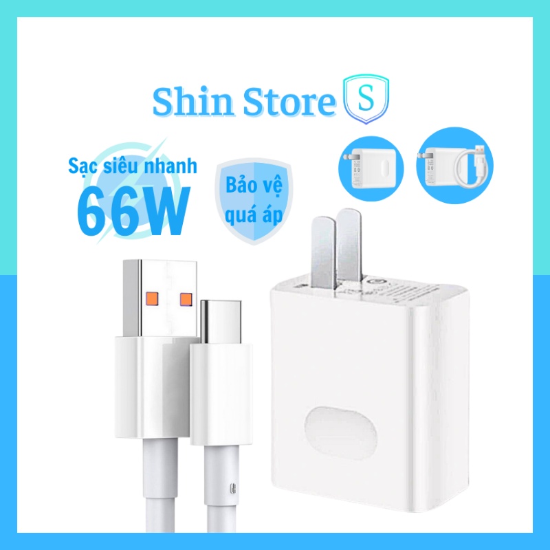 Sạc nhanh 66W, Củ sạc nhanh + Dây sạc nhanh USB to Type C cho Android Huawei Xiaomi Samsung Oppo Vivo chất lượng cao