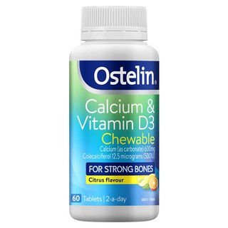Viên uống bổ sung Canxi & Vitamin D3 Ostelin Calcium & Vitamin D3 60 Chewable Tablets
