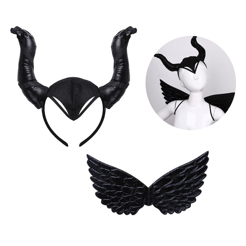 Băng đô cài tóc màu đen hình sừng quỷ hóa trang phù thủy cho bé