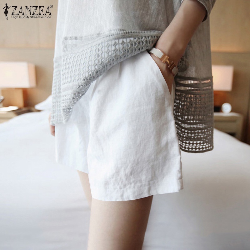 Quần short nữ ZANZEA ống rộng cạp cao phối túi thời trang