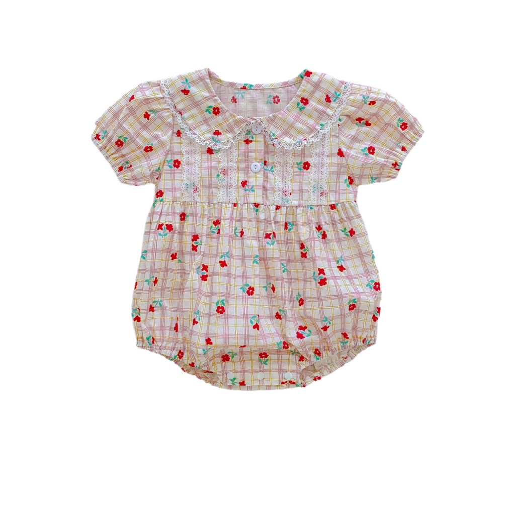 Bộ Áo Liền Quần Tay Ngắn/Đầm In Hoa Thời Trang Cho Bé Gái