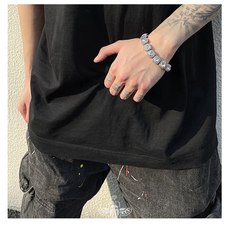 Vòng Tay Đính Đá Kim Cương Toàn Bộ Màu Kẹo Đường Phố hip hop Đường Phố Âu Mỹ Cá Tính Thời Trang Cho Nam Và Nữ