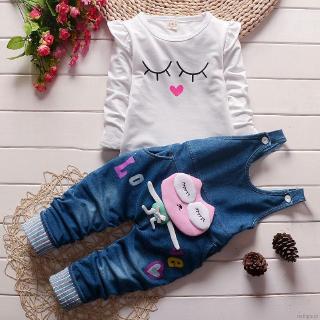 Set quần yếm jean dễ thương cho bé gái