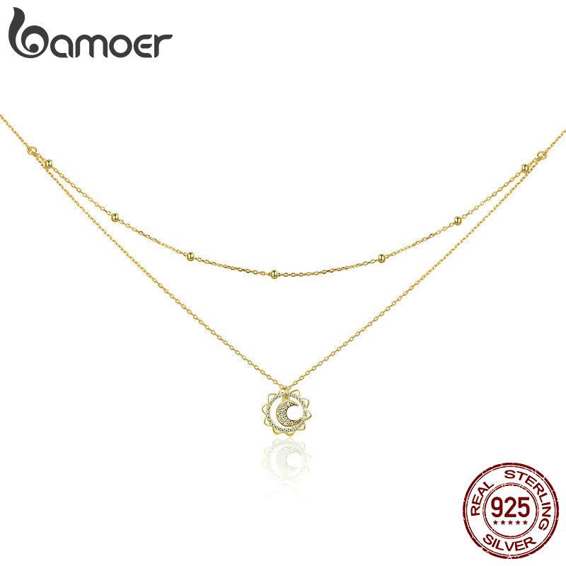 Dây ChuyềN Bamoer Mạ VàNg 925 HìNh MặT Trăng Và MặT Trăng
