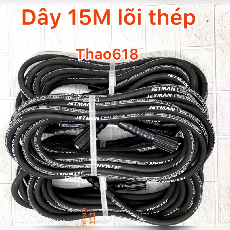 Bộ 15M dây rửa xe ren 22 lõi thép cao cấp Chính Hãng JETMAN Bh 6 tháng.