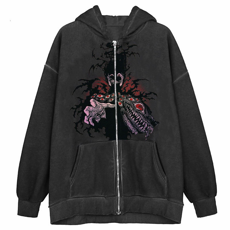 Áo Hoodie Có Khóa Kéo In Hình Hoạt Hình Phong Cách Retro Thời Trang Mùa Đông Dành Cho Nữ