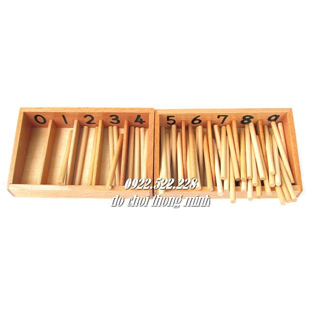 Bộ que tính to - Giáo cụ Montessori Spindle Box With 45 Spindles