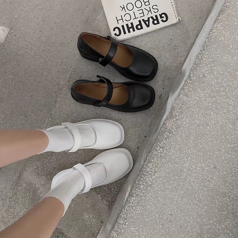 (ORDER-) GIÀY LOLITA ULZZANG QUAI NGANG Giày Da Đế Dày Mũi Tròn quai dan Kiểu Hàn Quốc Cá Tính Cho Nữ oxford | BigBuy360 - bigbuy360.vn