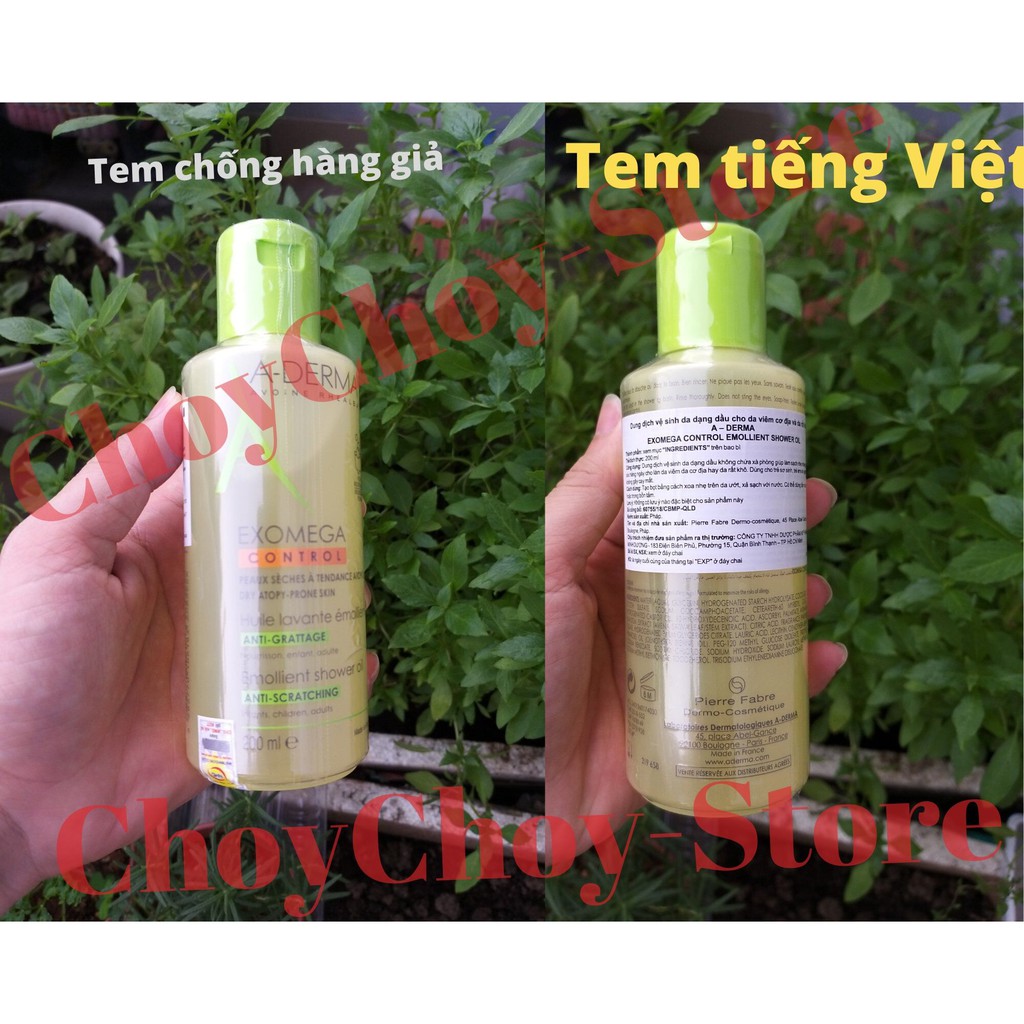 [TEM CTY] Dầu tắm ADERMA Exomega Control Shower Oil 100mL &amp; 200mL - A-Derma Cho Da Viêm Cơ Địa Đến Da Rất Khô