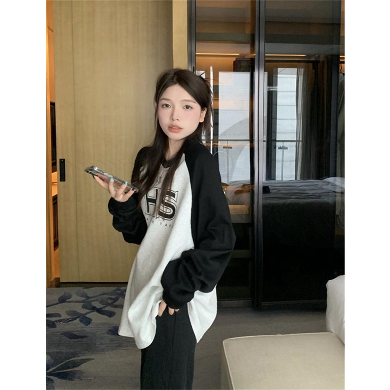 Áo Sơ Mi Nữ Tay Dài Oversize Màu Sắc Tương Phản