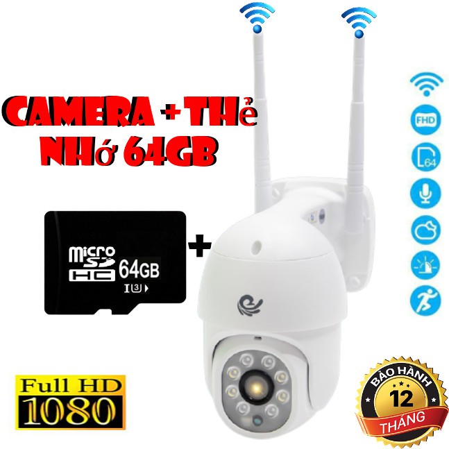 CARE CAM NGOÀI TRỜI XOAY 360 ĐỘ WIFI HỖ TRỢ 4 ĐÈN LED 4 ĐÈN HỒNG NGOẠI (BẢO HÀNH 12 THÁNG)