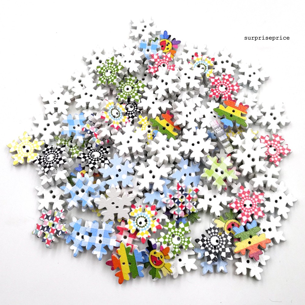 100 Khuy Gỗ Hình Bông Tuyết