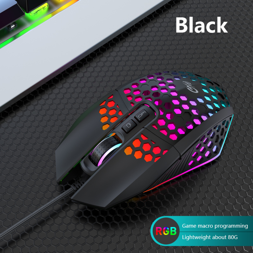 【Ready Stock】 X801 7 Buttons USB Wired Hollow Mouse 6 Speed 8000 DPI Adjustable Lighting Gaming Mouse For Computer PC Laptop 【queen2019】