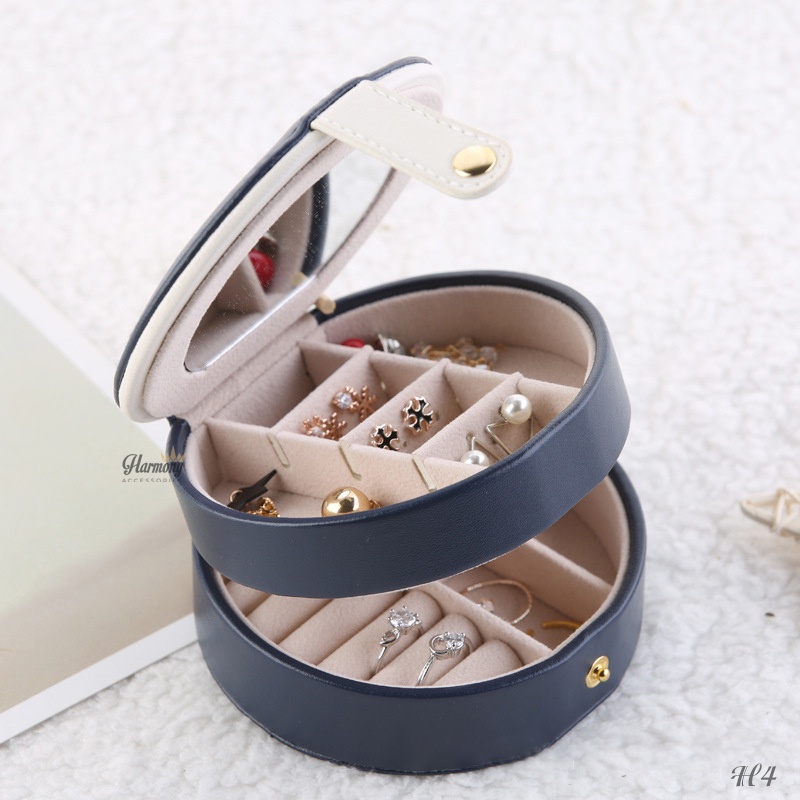 Hộp đựng trang sức mini Da TPU, hộp đựng phụ kiện dáng tròn | HARMONY ACCESSORIES H4