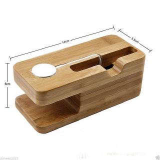 Đế sạc bằng gỗ tre 2 trong 1 cho iphone và apple watch