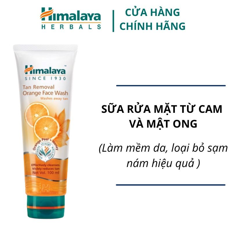 Sữa rửa mặt cam mật ong loại bỏ sạm nám Himalaya Tan Removal Orange Face Wash 100ml