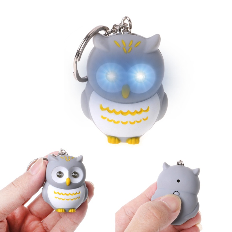 Móc Khóa Hình Cú Hoạt Hình 3D Có Đèn LED Xinh Xắn