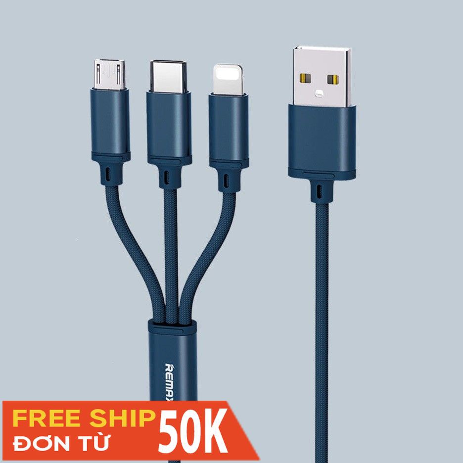 Cáp 3 trong 1 Remax (Lightning-Micro USB-Type C)