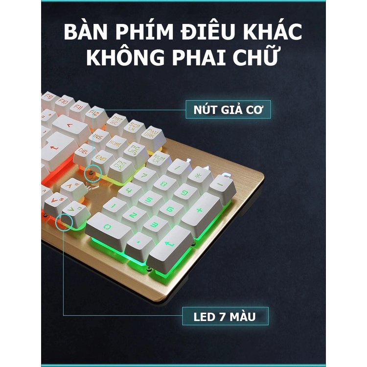 [Mã SKAMSALE03 giảm 10% đơn 200k] Bàn phím giả cơ K002 có dây kèm đèn led 7 màu xuyên phím dành cho game thủ