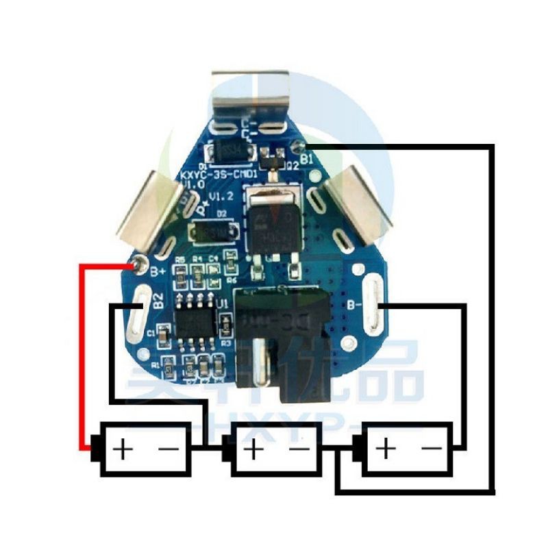 MẠCH SẠC VÀ BẢO VỆ PIN 3S 12V CHẾ PIN MÁY KHOAN (MẠCH CŨ CHO AE THỢ)