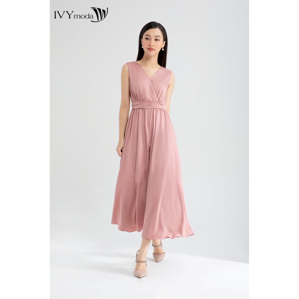 [Mã FAMALLT5 giảm 15% đơn 150k] Đầm maxi eo xếp nếp thiết kế IVY moda MS 41M6449