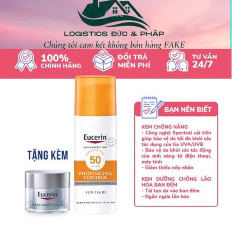 [NỘI ĐỊA ĐỨC] Kem Chống Nắng Giúp Ngăn Ngừa Lão Hóa Da Eucerin Sun Fluid Photoaging Control SPF 50+( 50ML)