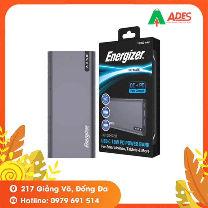 [Mã 154ELSALE2 giảm 7% đơn 300K] Sạc dự phòng Energizer UE10047PQGY 10.000mAh - sạc nhanh Quick Charge 3.0 và PD