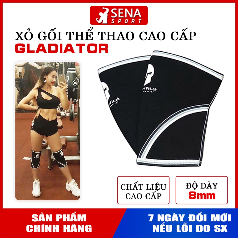 BÓ GỐI THỂ THAO TẬP GYM CAO CẤP hỗ trợ Squat, Deadlift - Xỏ gối Gladiator Fit dày 8mm đàn hồi cực tốt (1 Đôi)