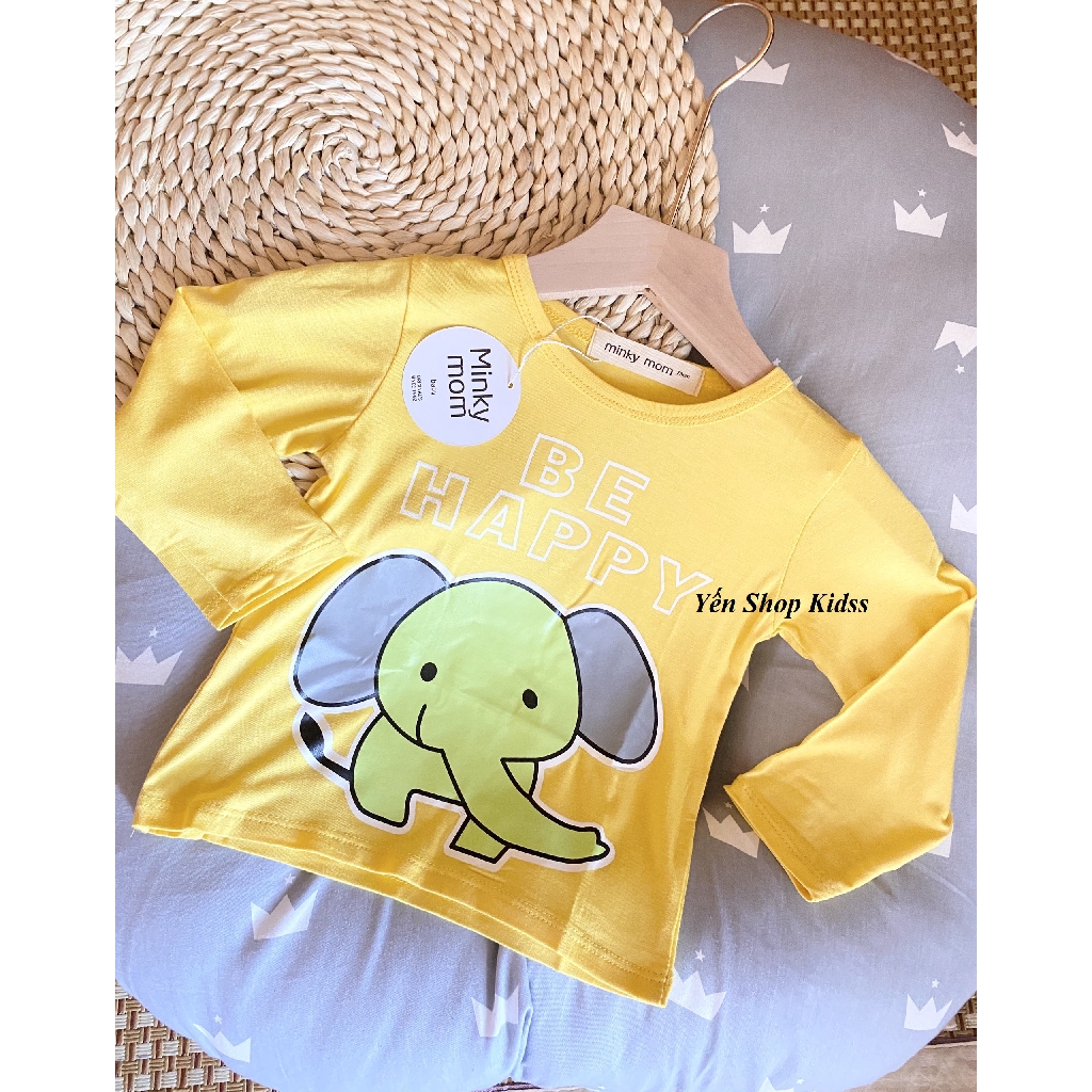 Áo Dài Tay Minky Mom Chất Thun Lạnh Họa Tiết Gấu Nâu-Gấu Trúc Cho Bé (Size 6-19kg) (SP001203)