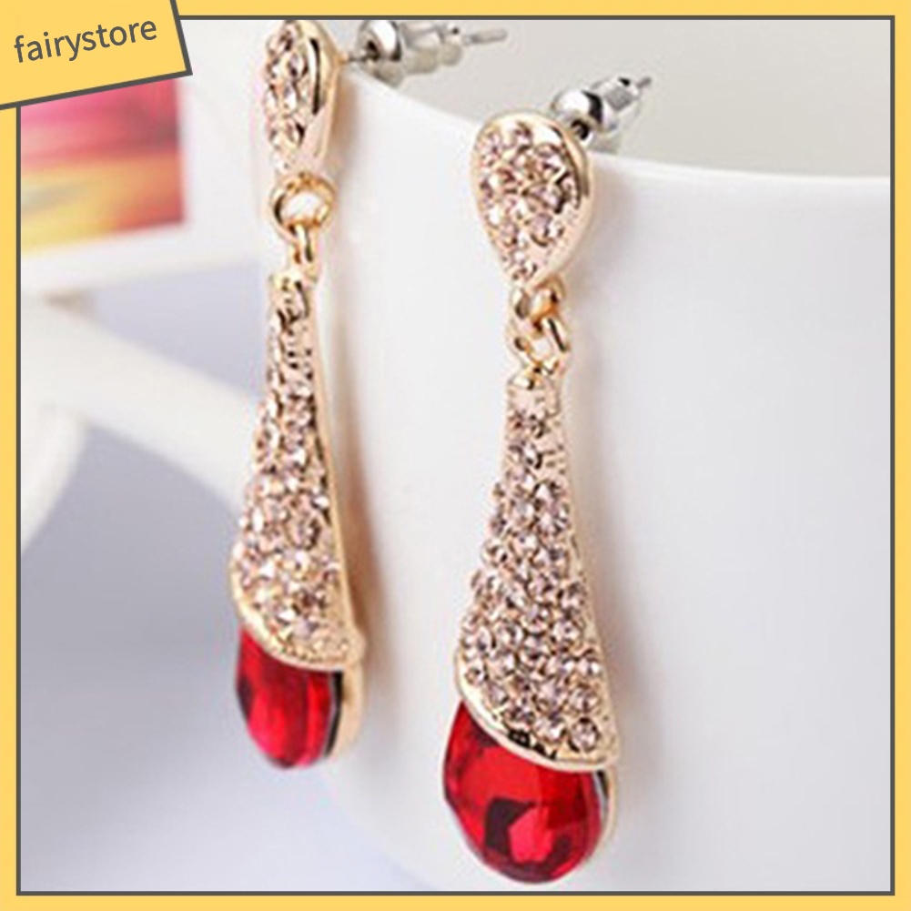 Bông Tai Dáng Dài Đính Đá Zircon Sang Trọng Cho Nữ