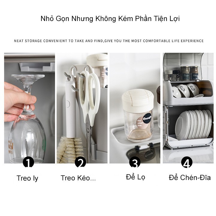 Tủ để chén nhà bếp 2 tầng có khay để thớt