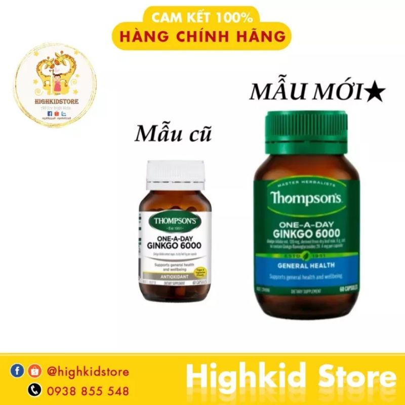 [HCM] Viên uống bổ não GINKGO THOMPSON 6000MG - hàng Úc chính hãng - 60v