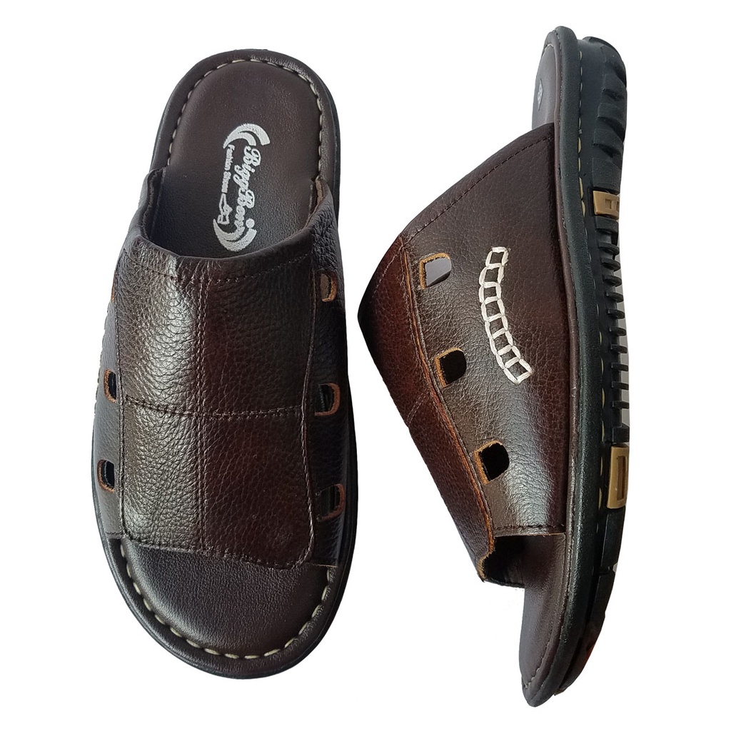 Dép Nam Quai Ngang Da Bò Thật BIGBEN Cao Cấp DN338