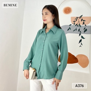 Áo sơ mi basic xếp ly cổ tay BEMINE A376XANH