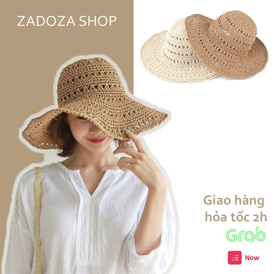 [CÓ SẴN- HÀNG CAO CẤP] - Mũ cói nữ đi biển mềm đan to mã 06