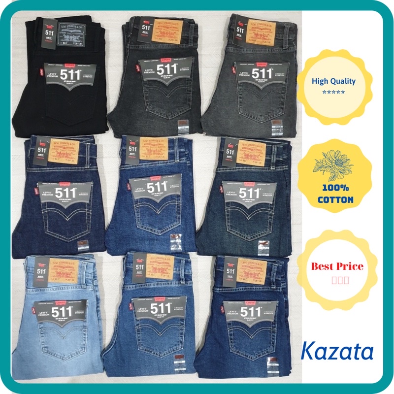Quần Jean nam cao cấp ống đứng le511 đen xám đậm xám vừa xanh đen xanh rêu xanh đâm xanh trung xanh nhạt dáng slimfit