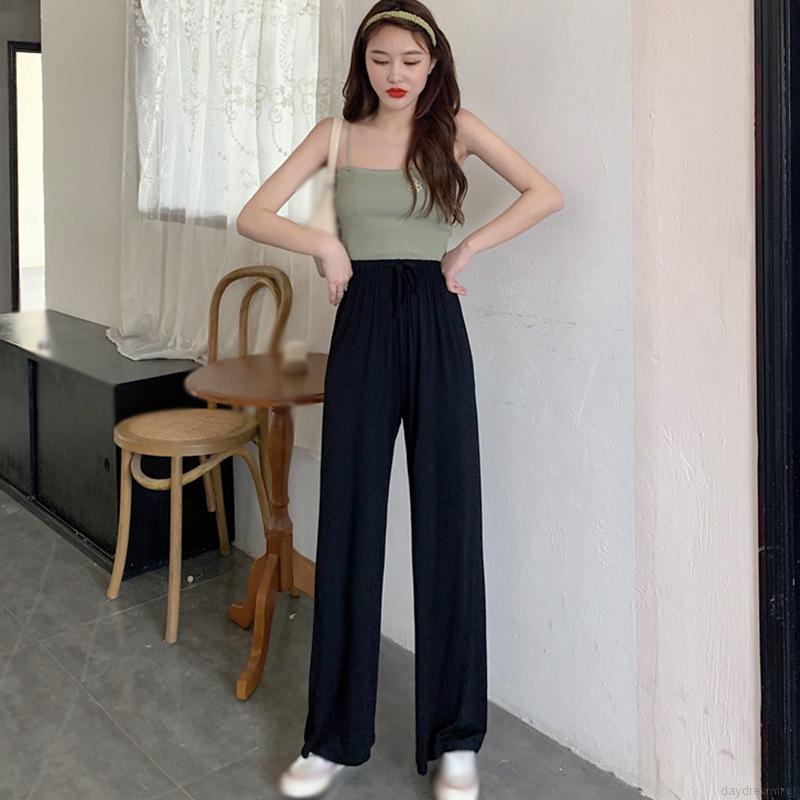Quần dài ống rộng lưng cao thời trang dành cho nữ